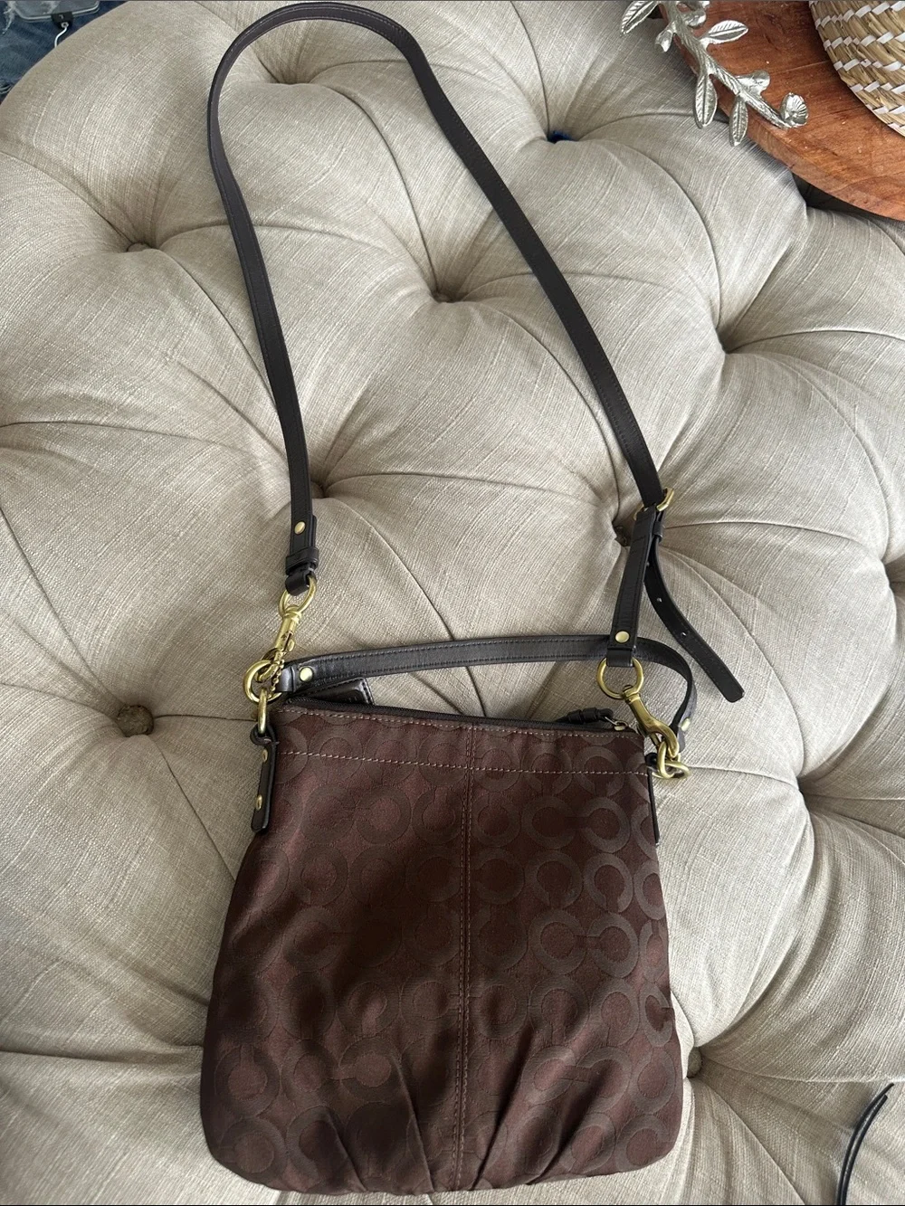 Coach Chocolate Signature Jacquard Shoulder Bag
